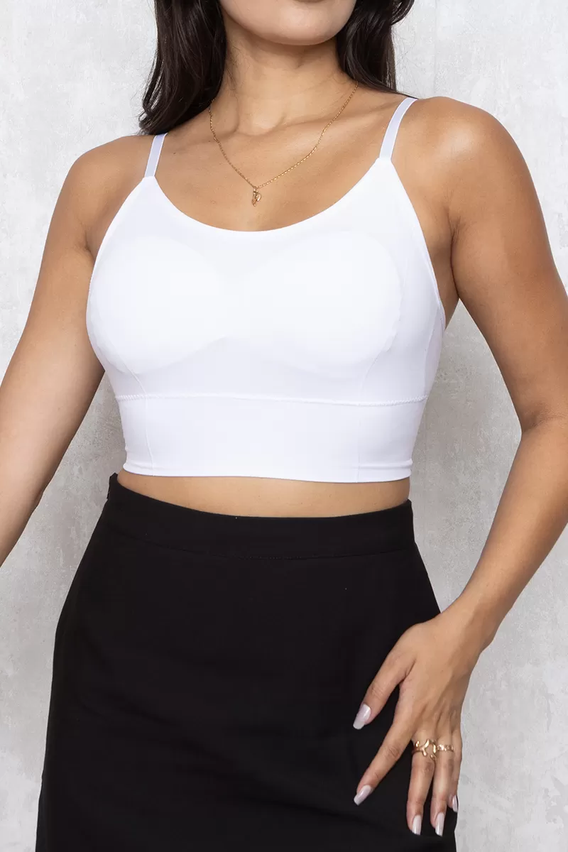 Dress Us - White Cropped Top with Thin Straps - 160004BRANCO