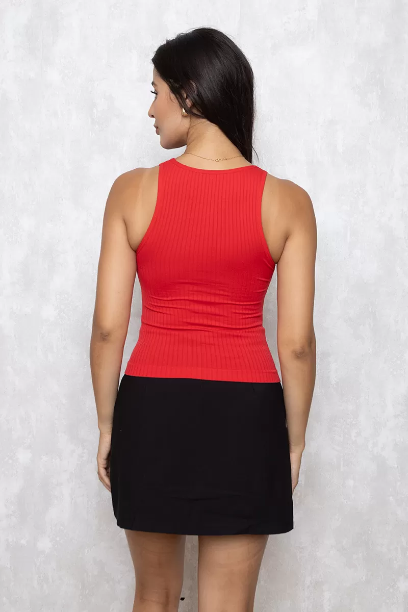 Dress Us - Basic Ribbed Tank Shirt Red - 3531BVERM