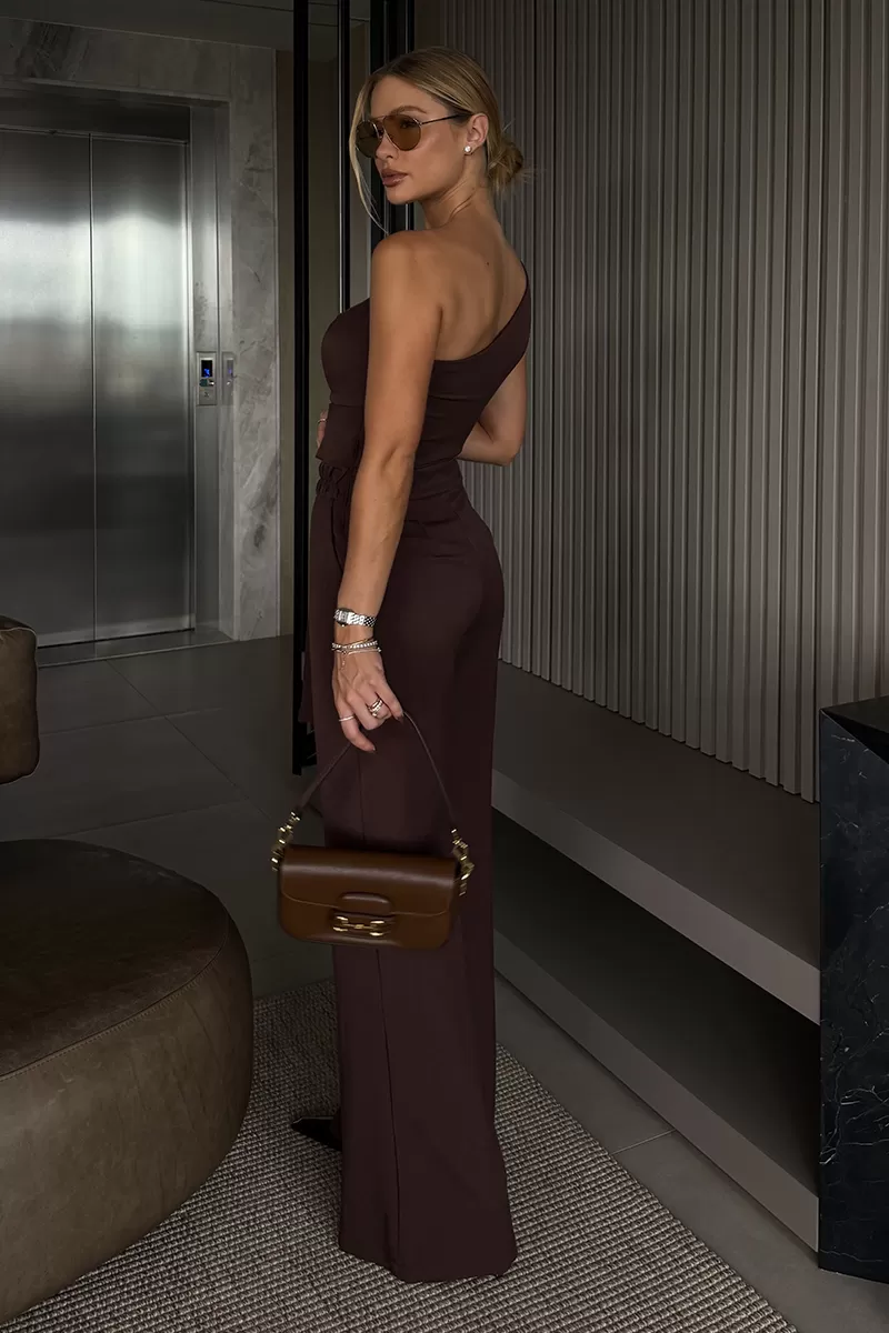 Dot Clothing - Katia Dot Clothing Brown Tie Detail Jumpsuit - 2636MARROM