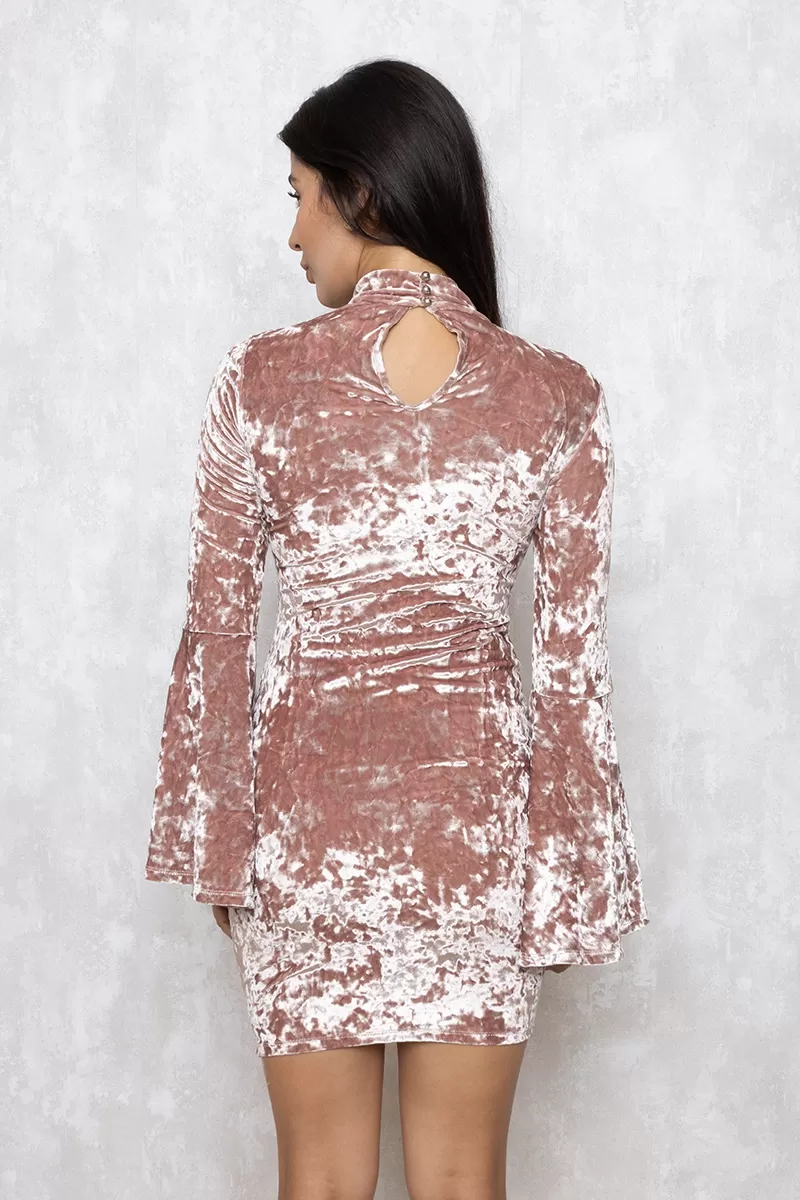 Miss Misses - Vestido Miss Misses Manga Flare Rosê - 12035ROSE