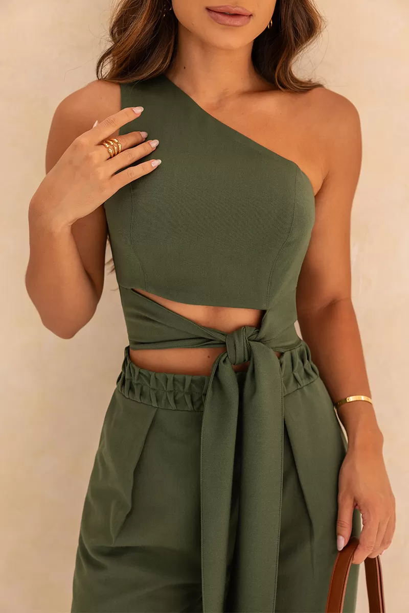 Dot Clothing - Macacão Katia Dot Clothing Detalhe Amarração Verde - 2636VERDE