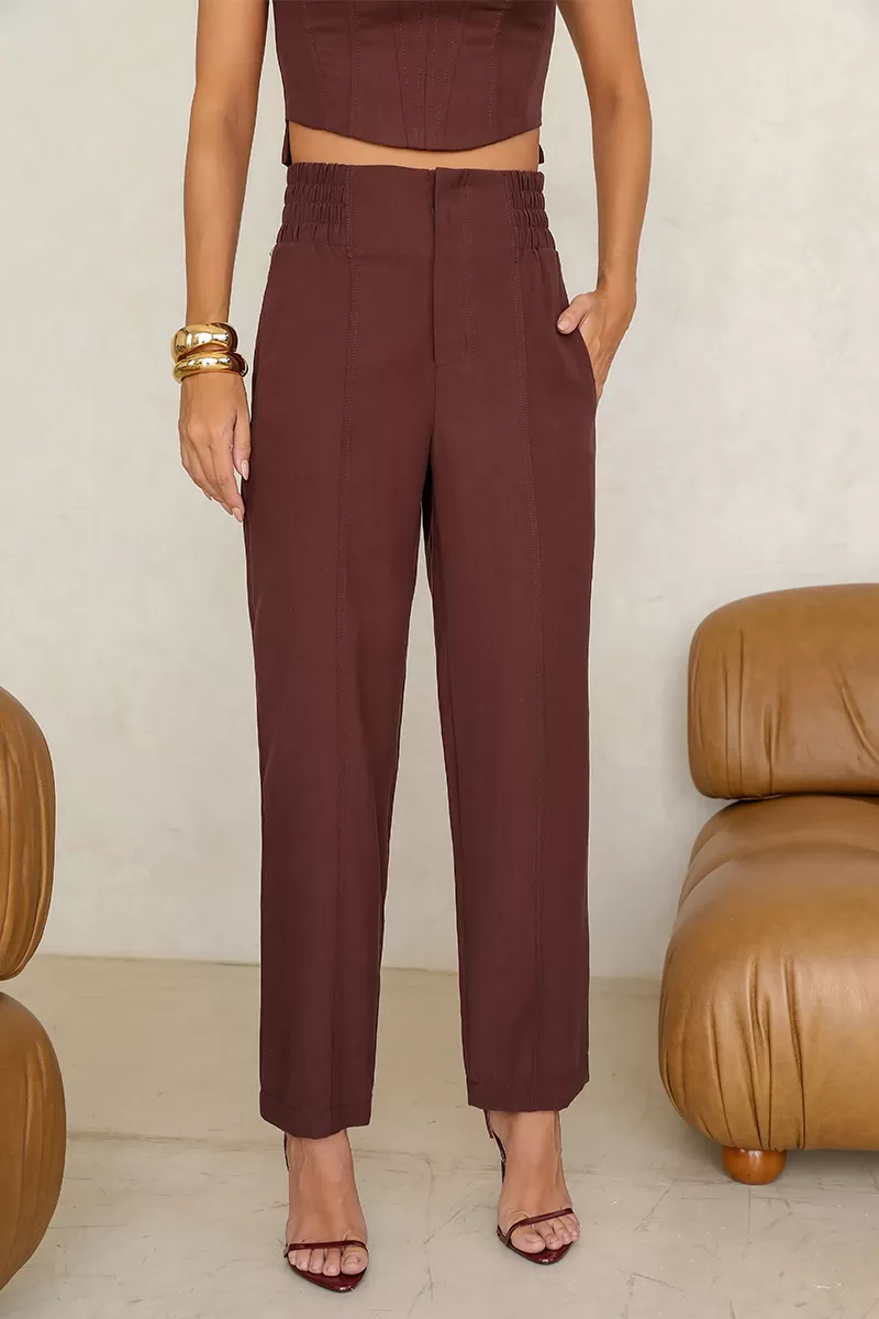 Dot Clothing - Maelli Dot Clothing Cropped and Pants Set Brown - 2664MARROM