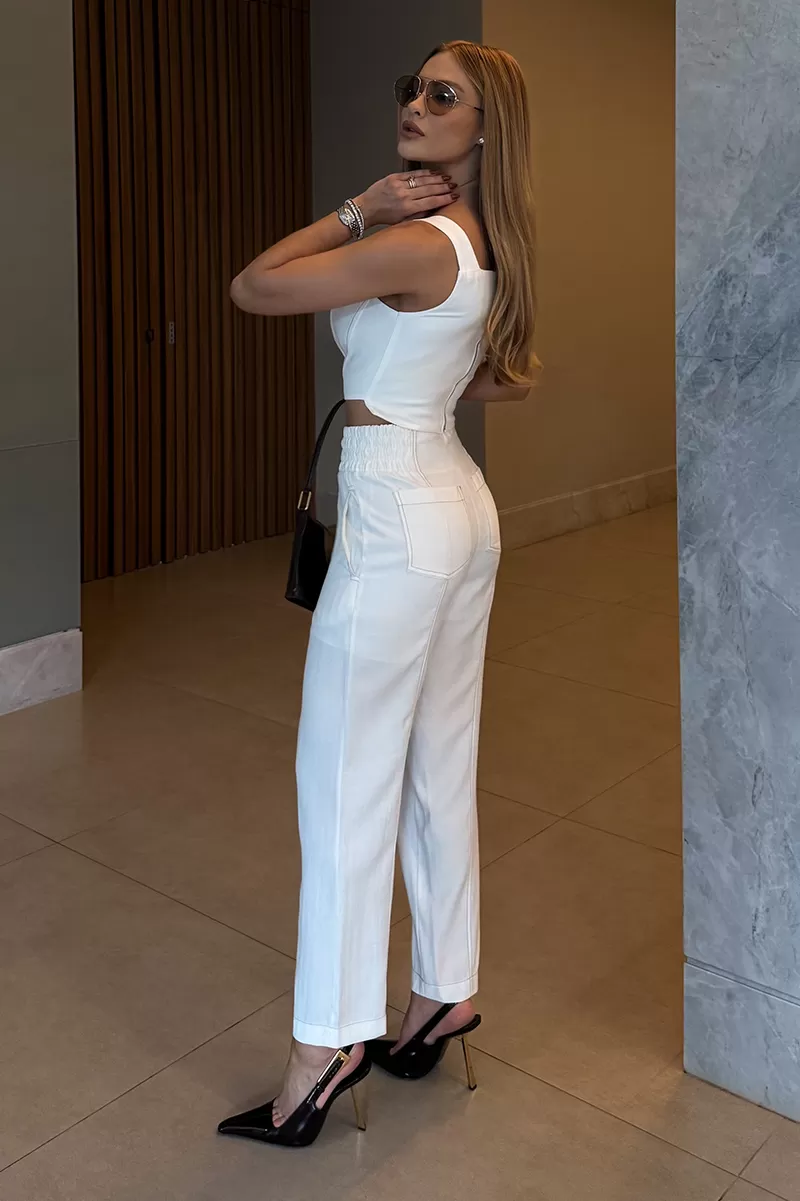 Dot Clothing - Maelli Dot Clothing Cropped and Pants Off White Set - 2664OFF