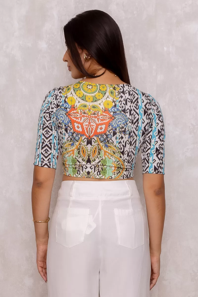 Miss Misses - Blusa Cropped Miss Misses Manga Curta Estampada - 45125