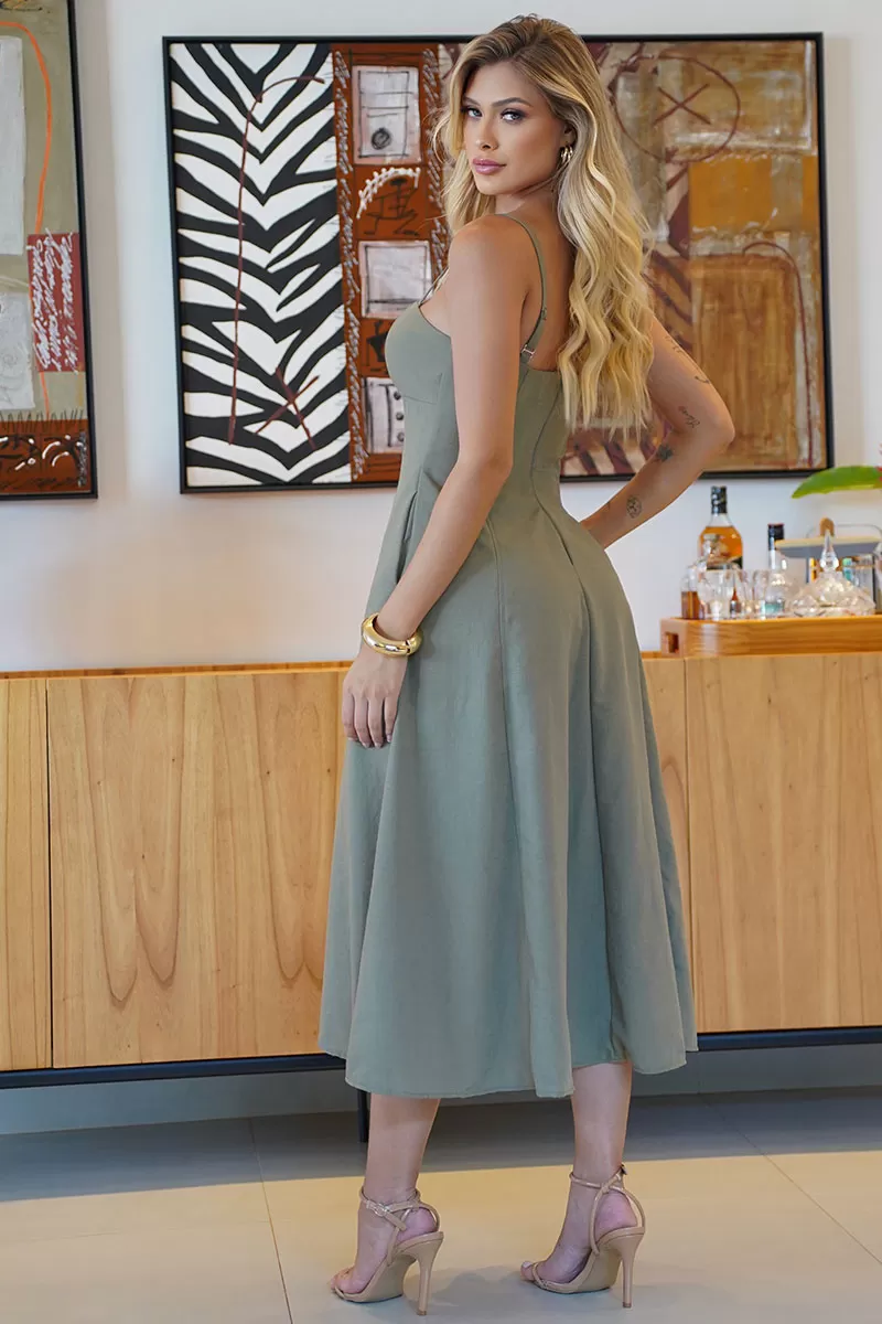 Miss Misses - Amélia Godê Dress with Straps and Green Zipper - 54530023