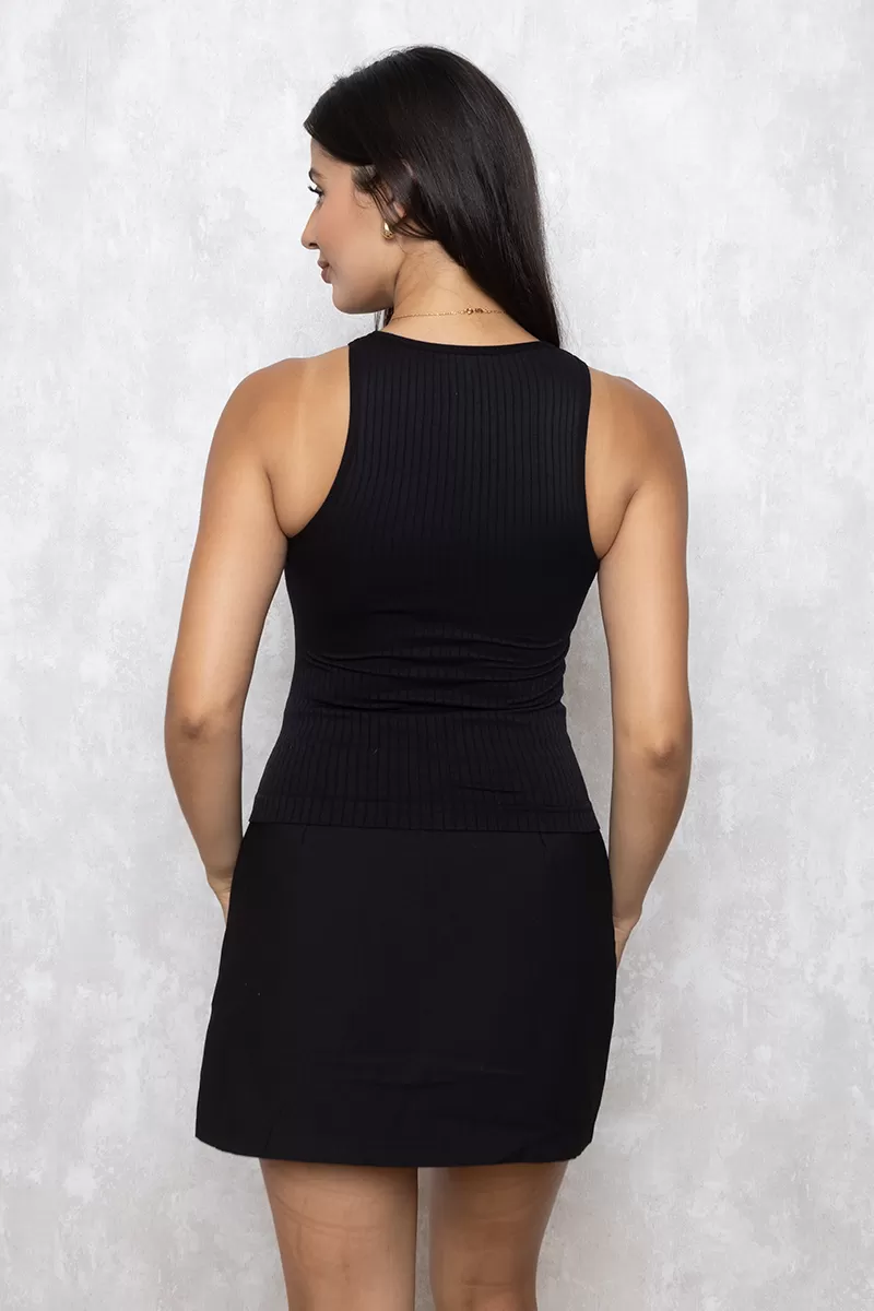 Dress Us - Basic Ribbed Tank Shirt Black - 3531BPRETO