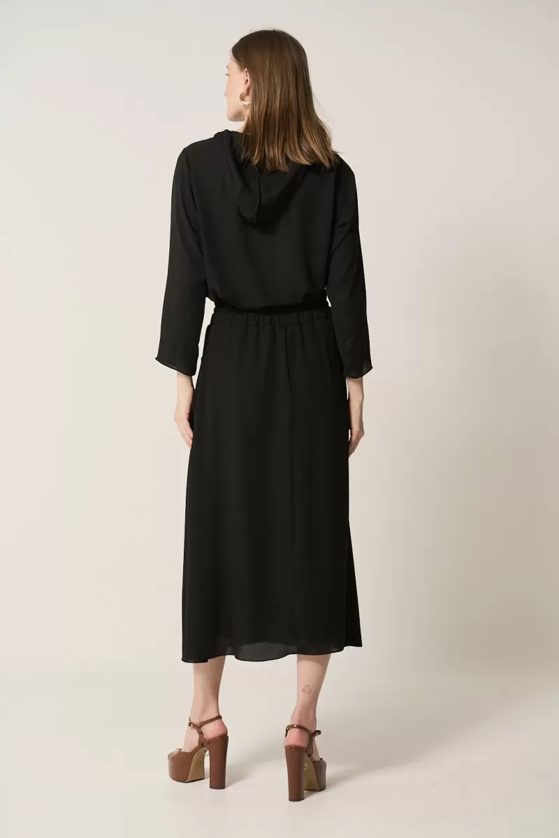 Hidrogênio - GODE SKIRT WITH POCKETS AND BLACK ELASTIC WAISTBAND - 20298001