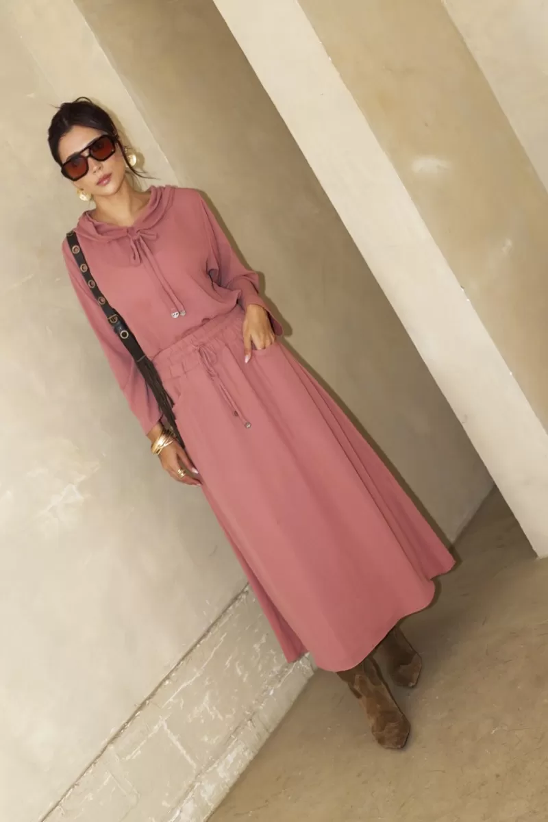 Hidrogênio - GODE SKIRT WITH POCKETS AND PINK ELASTIC WAISTBAND - 20298070