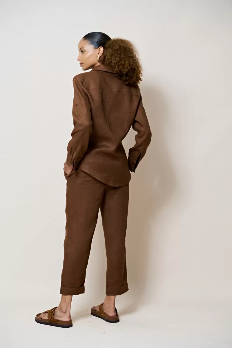 Hidrogênio - CAMISA DE LINHO 100% MARROM - 20379031