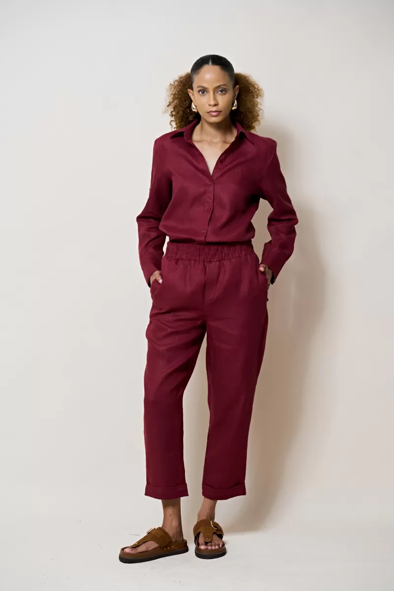 Hidrogênio - CAMISA DE LINHO 100% VINHO - 20379043