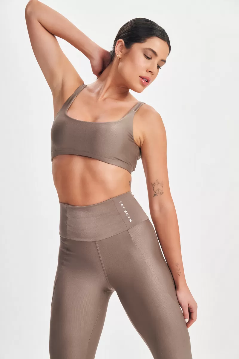 Lets Gym - Top Minimal Bold Castanho - 2572CT