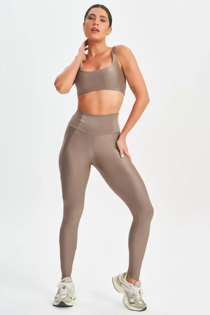 Lets Gym - Top Minimal Bold Castanho - 2572CT
