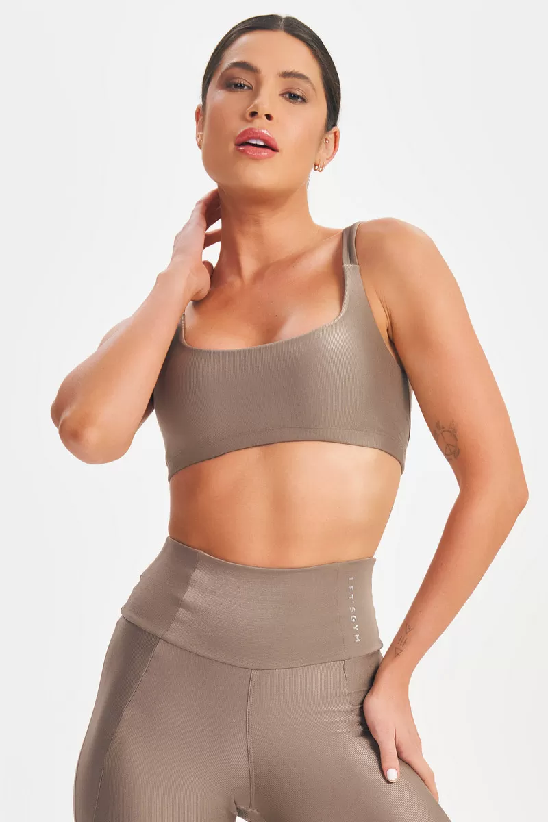Lets Gym - Top Minimal Bold Castanho - 2572CT