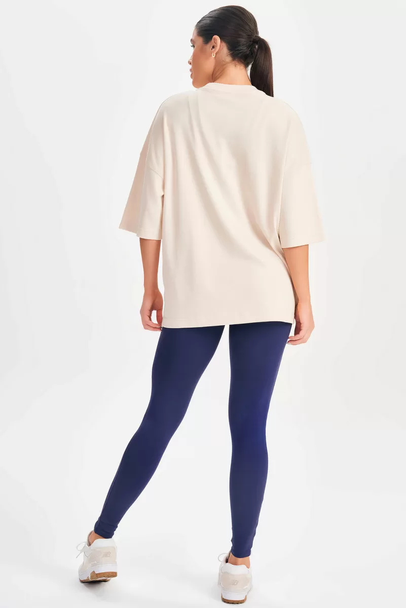 Lets Gym - Camiseta Oversized Basic Flex Bege - 2626BG