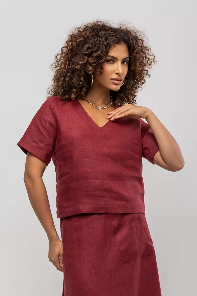 Hidrogênio - V-NECK WINE BLOUSE - 20383043