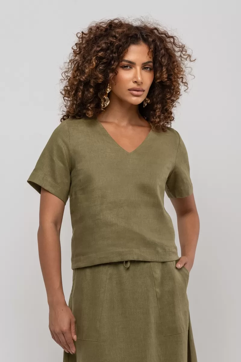 Hidrogênio - BLUSA DECOTE V CAPIM - 20383400