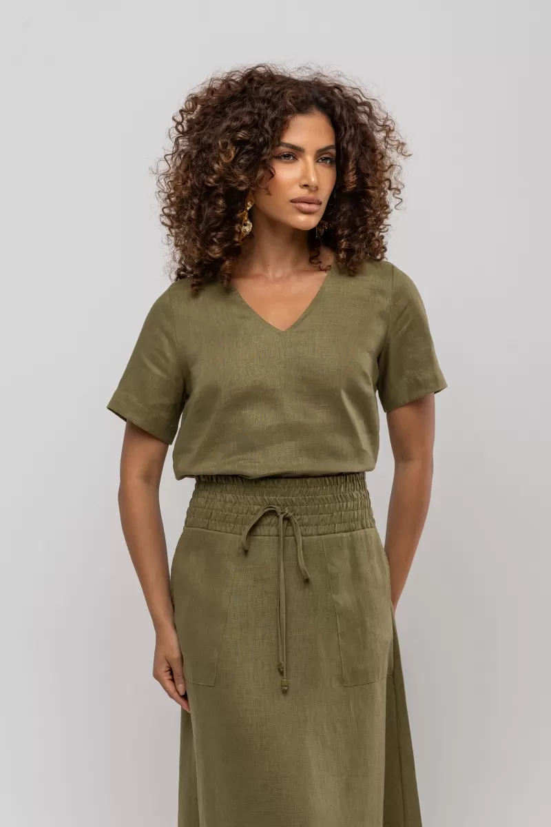 Hidrogênio - BLUSA DECOTE V CAPIM - 20383400