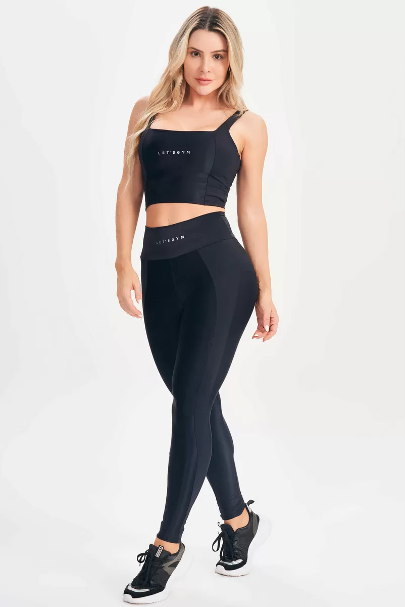 Lets Gym - Cropped Contour Preto - 2673PT