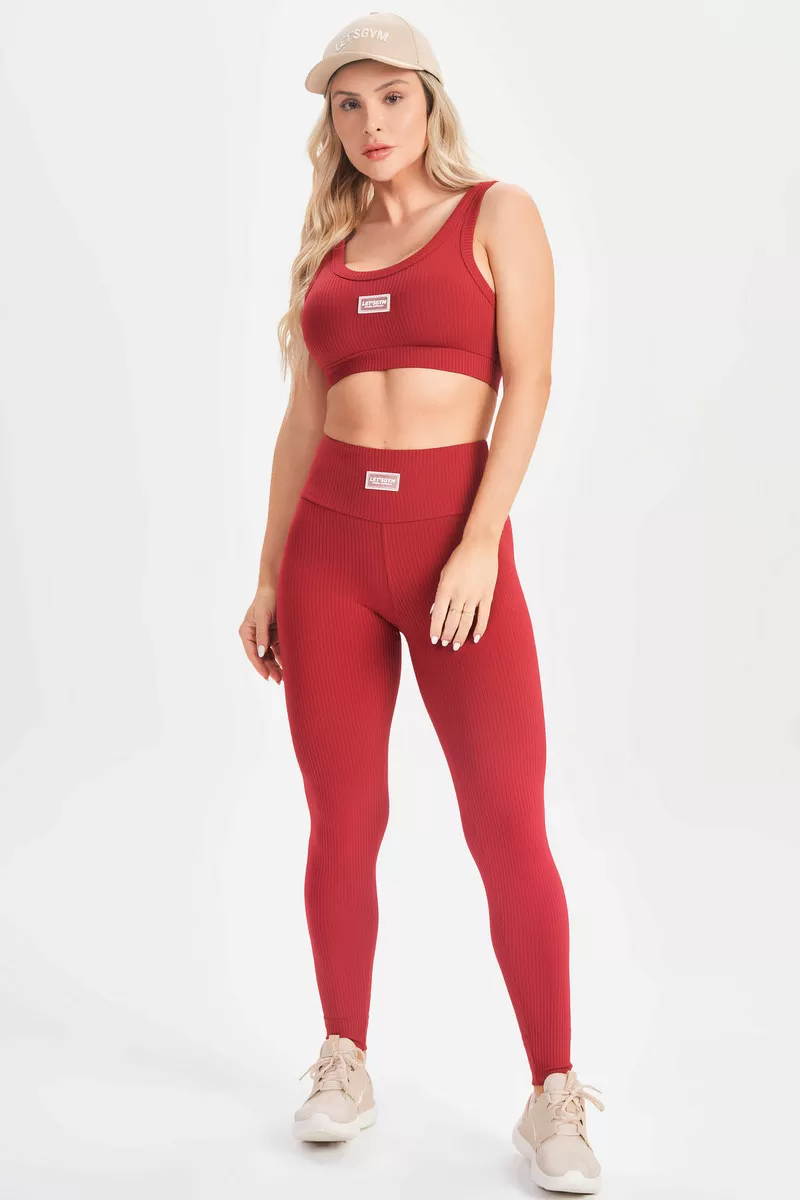 Lets Gym - Ruby Red Comfort Rib Top - 2677VM