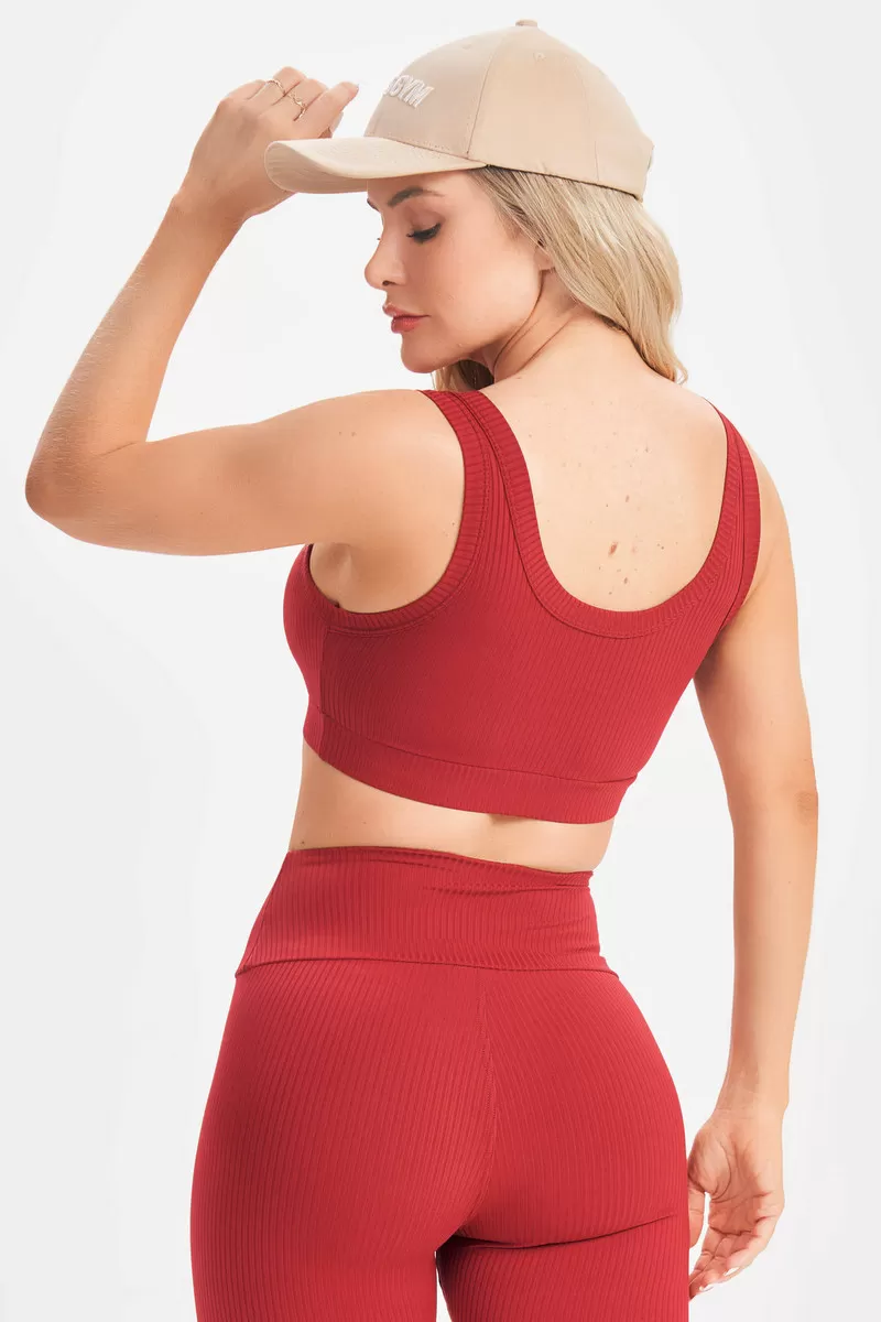 Lets Gym - Ruby Red Comfort Rib Top - 2677VM