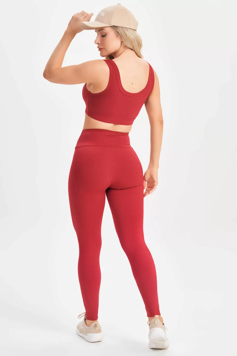 Lets Gym - Ruby Red Comfort Rib Top - 2677VM