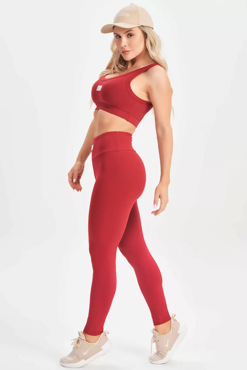 Lets Gym - Ruby Red Comfort Rib Top - 2677VM