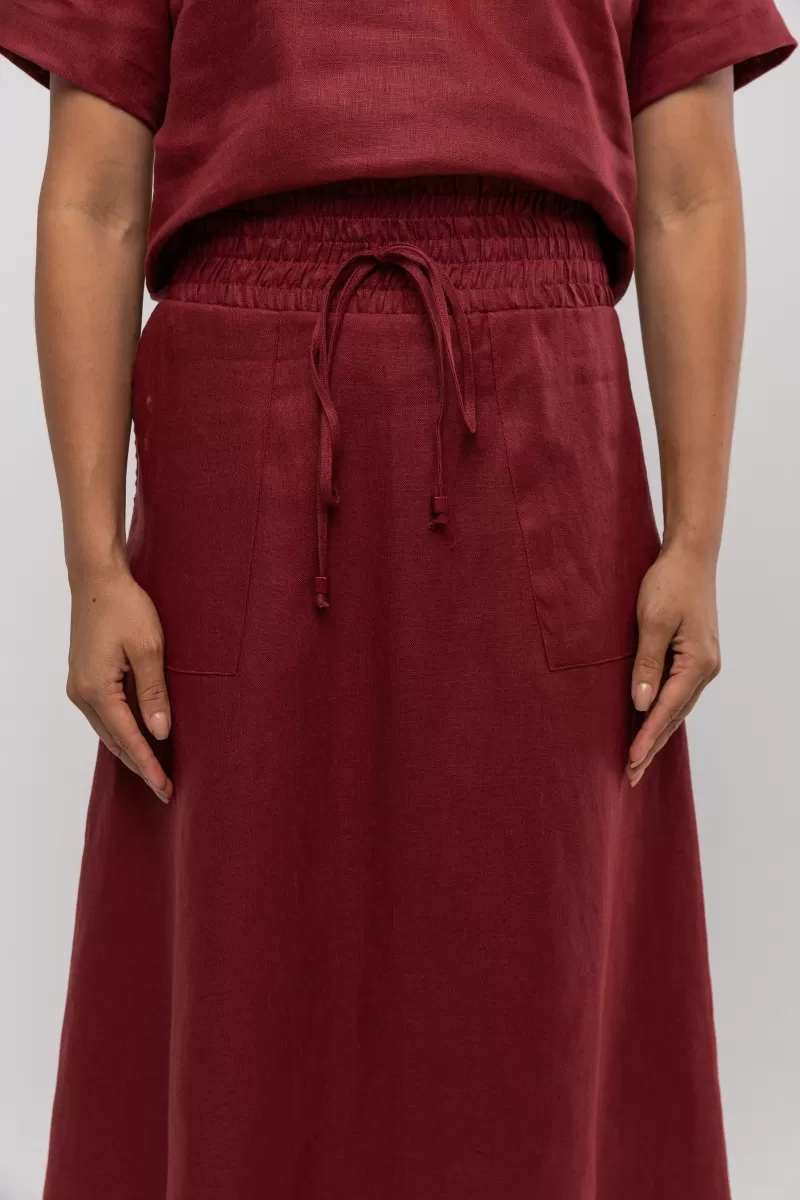 Hidrogênio - SAIA EVASÊ MIDI DE LINHO PURO VINHO - 20384043