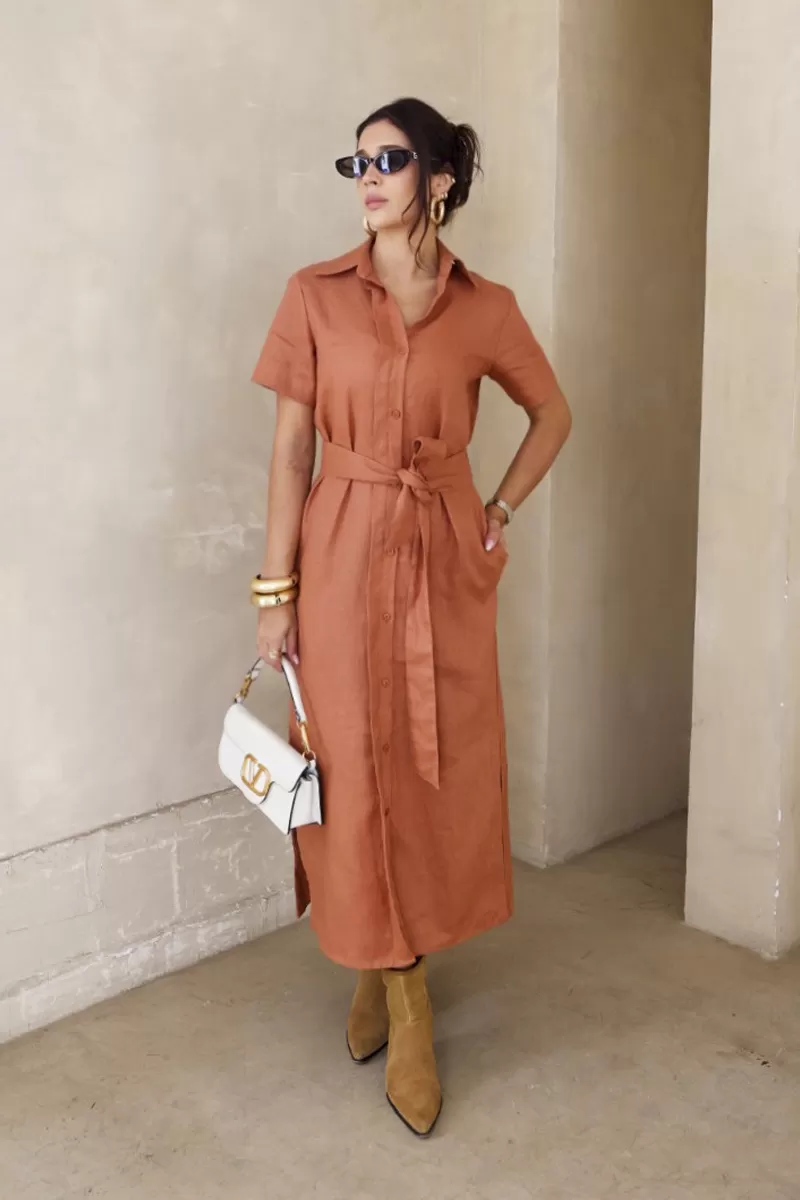 Hidrogênio - EARTH LINEN CHEMISIE DRESS - 20390332