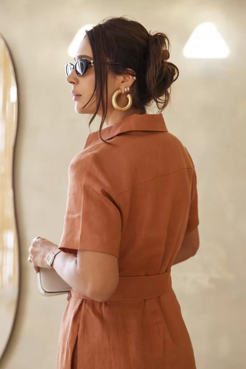 Hidrogênio - EARTH LINEN CHEMISIE DRESS - 20390332