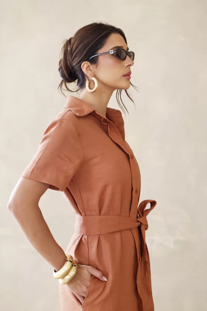 Hidrogênio - EARTH LINEN CHEMISIE DRESS - 20390332