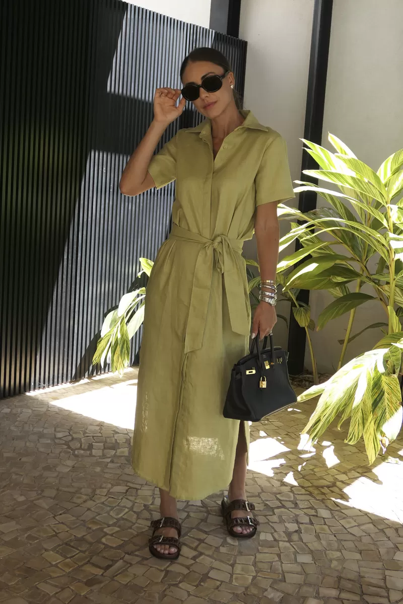 Hidrogênio - LINEN GRASS CHEMISIE DRESS - 20390400