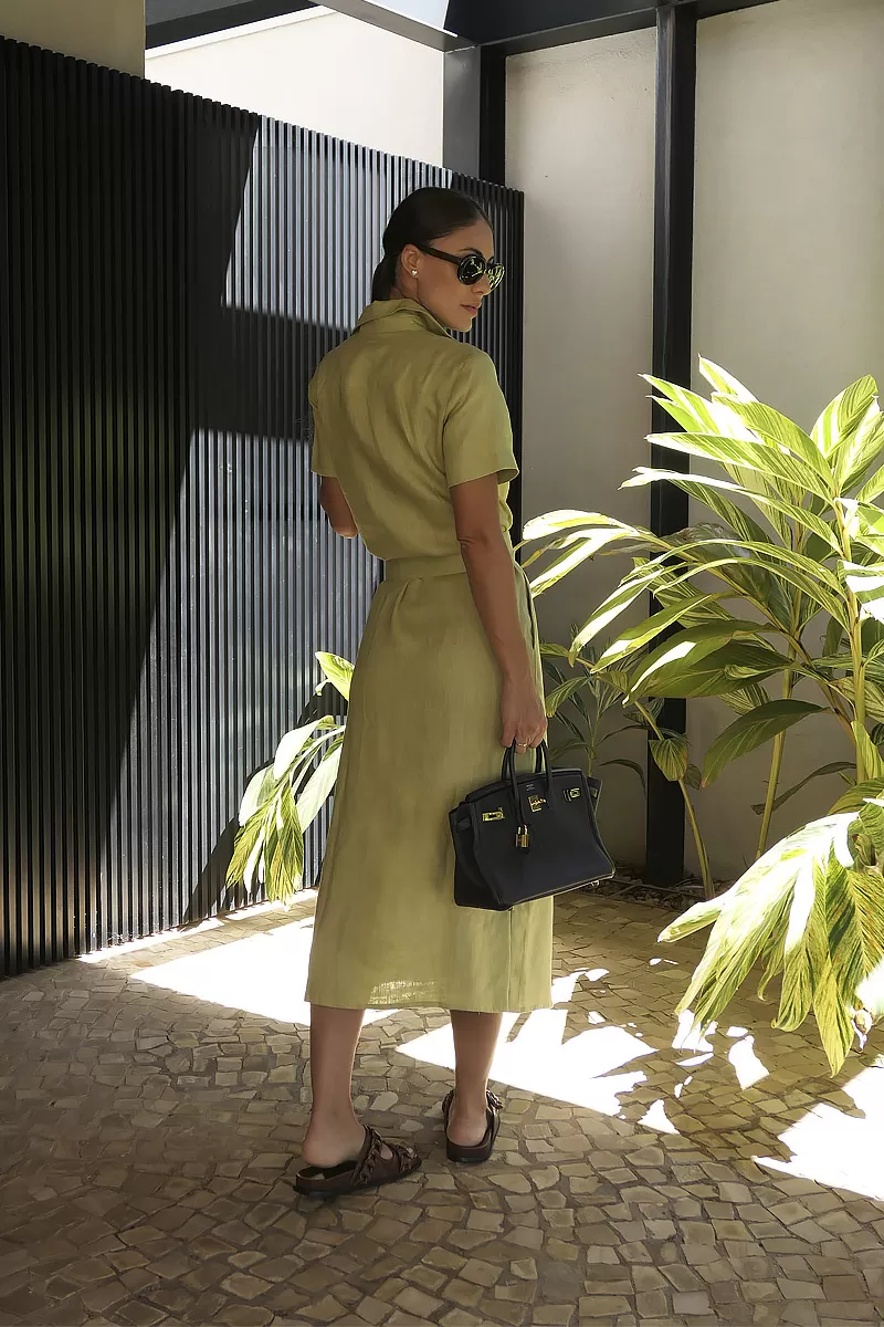 Hidrogênio - LINEN GRASS CHEMISIE DRESS - 20390400
