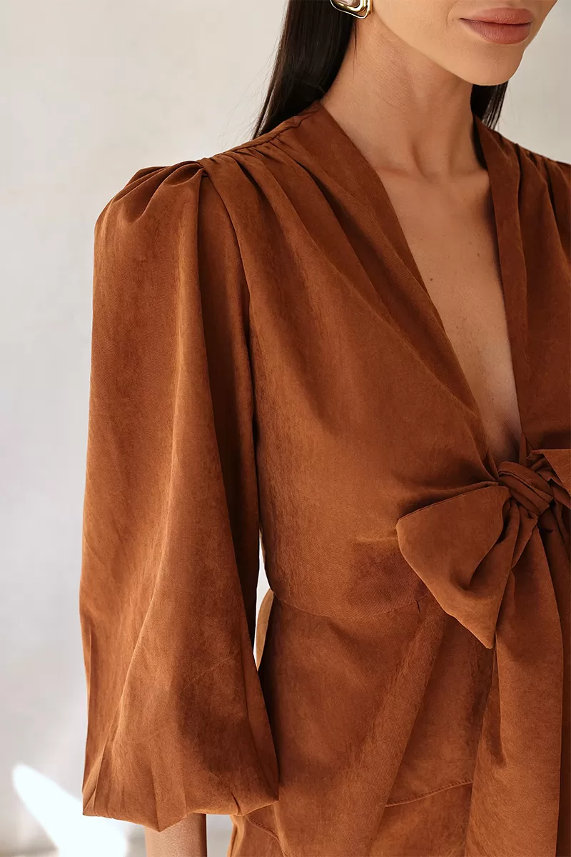 Dot Clothing - Loreta Dot Clothing Set Shirt and Brown Pants - 2688MARROM