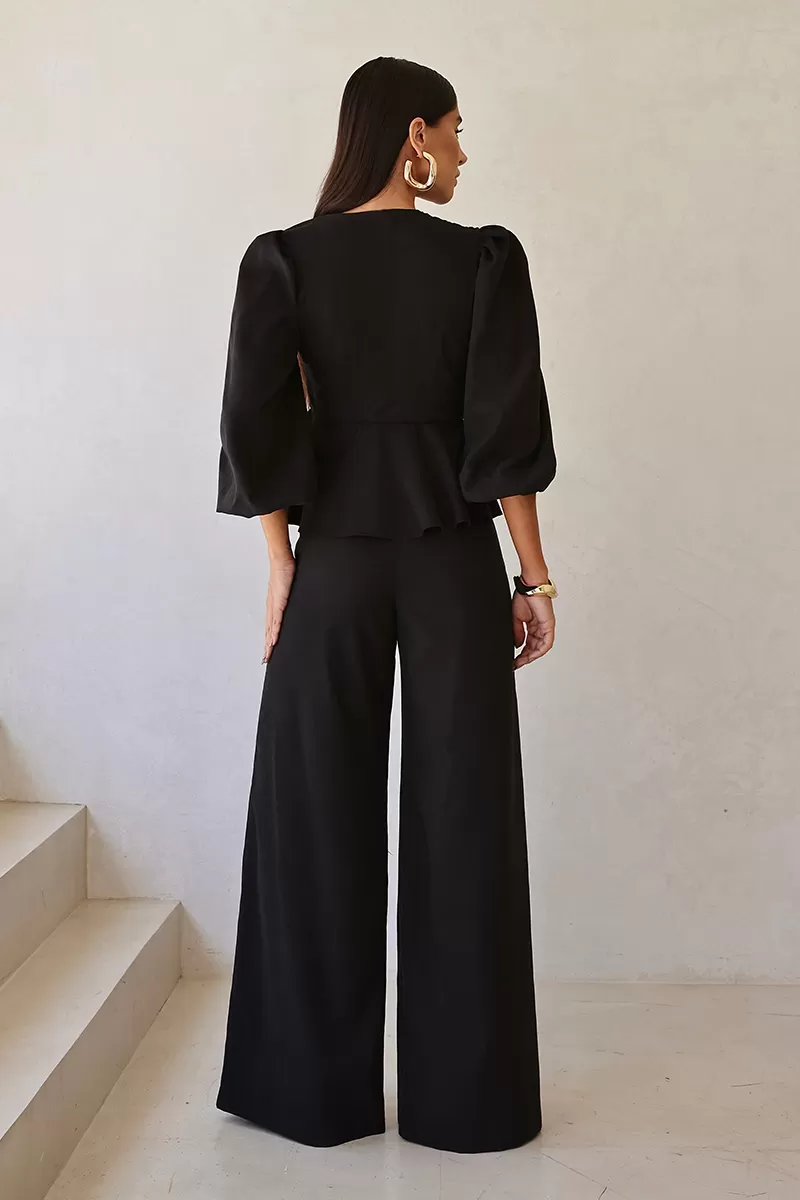 Dot Clothing - Loreta Dot Clothing Shirt and Pants Set Black - 2688PRETO