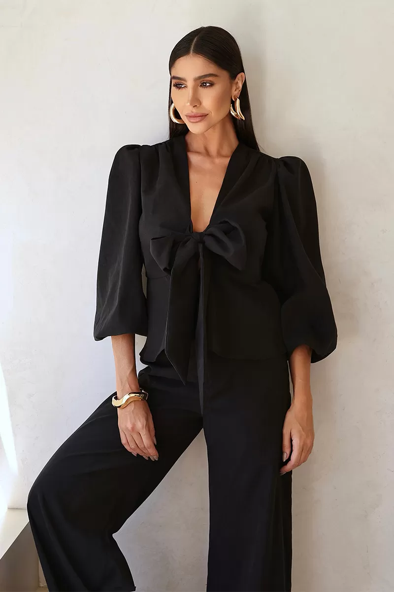 Dot Clothing - Loreta Dot Clothing Shirt and Pants Set Black - 2688PRETO