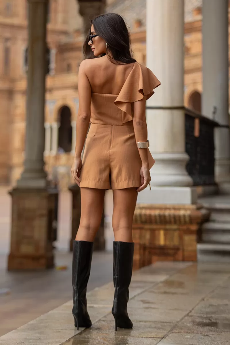 Dot Clothing - Set Dot Clothing Lola Shirt with frill Beige - 2657BEGE