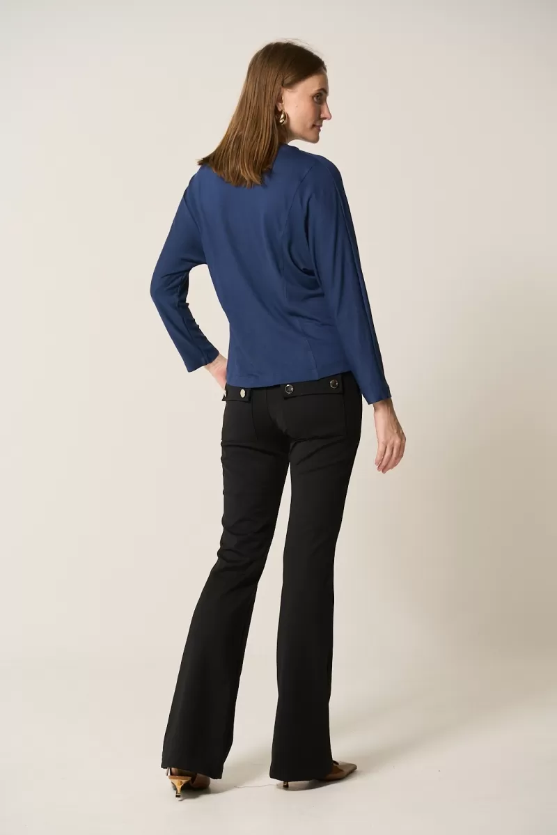 Hidrogênio - NAVY WIDE V-NECK BLOUSE - 20375004