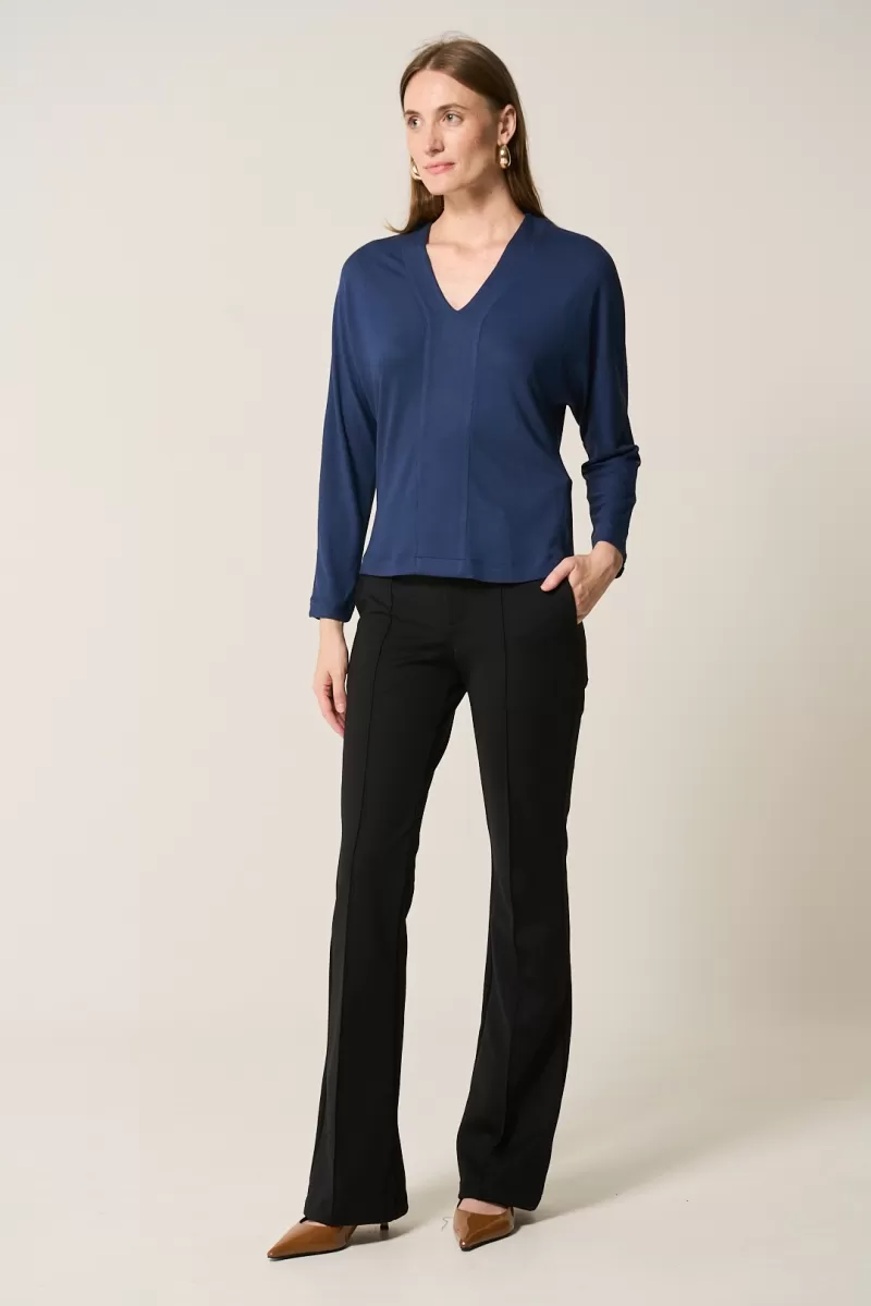 Hidrogênio - NAVY WIDE V-NECK BLOUSE - 20375004