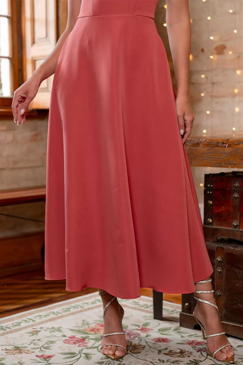 Miss Misses - Katia Dress with Straps and Bow with Marsala Fin - 54421086