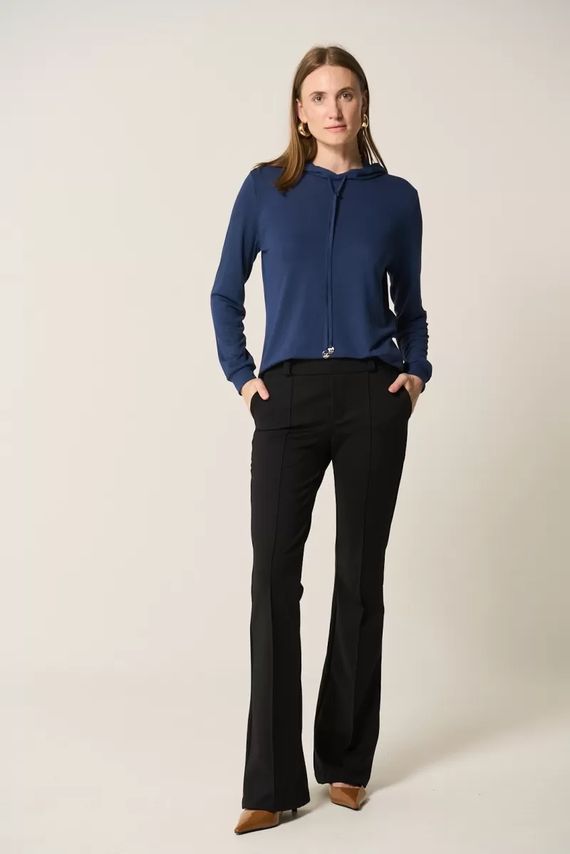 Hidrogênio - NAVY KNITTED HOODED TOP - 20363004