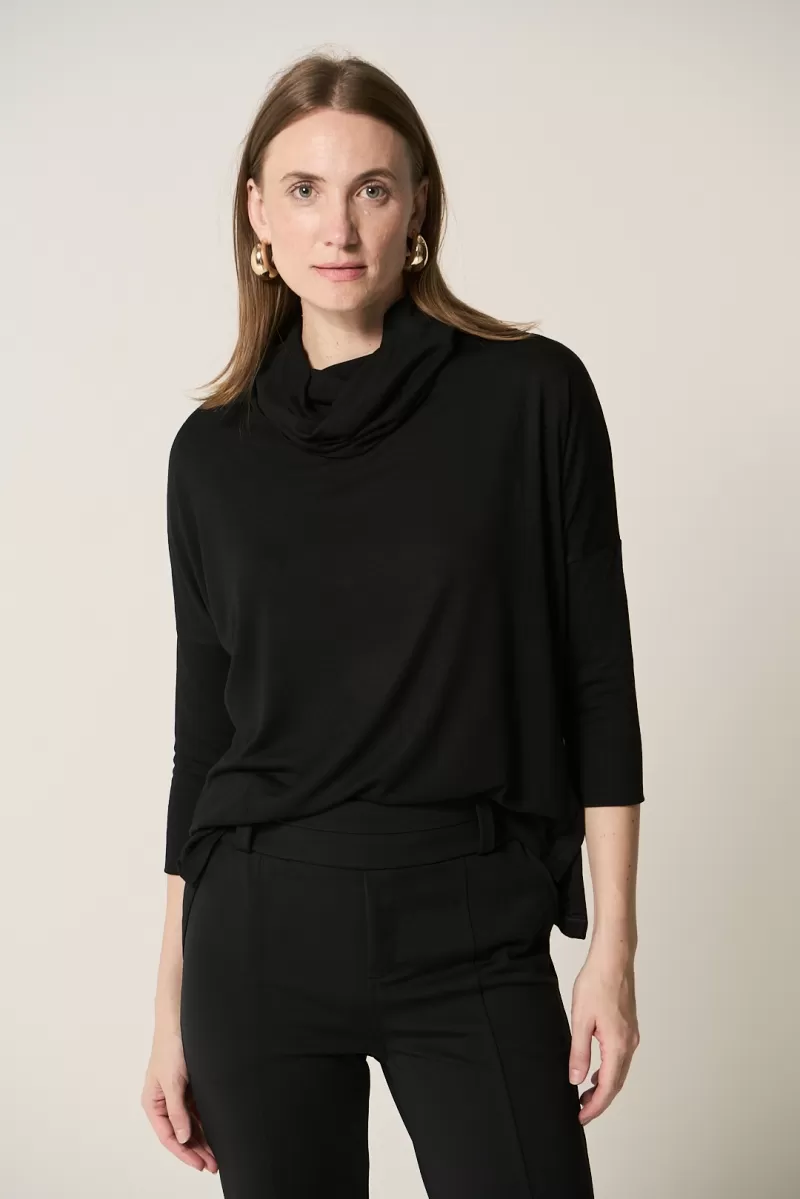 Hidrogênio - BLACK SQUARE BLOUSE WITH SILVER COLLAR - 20336001