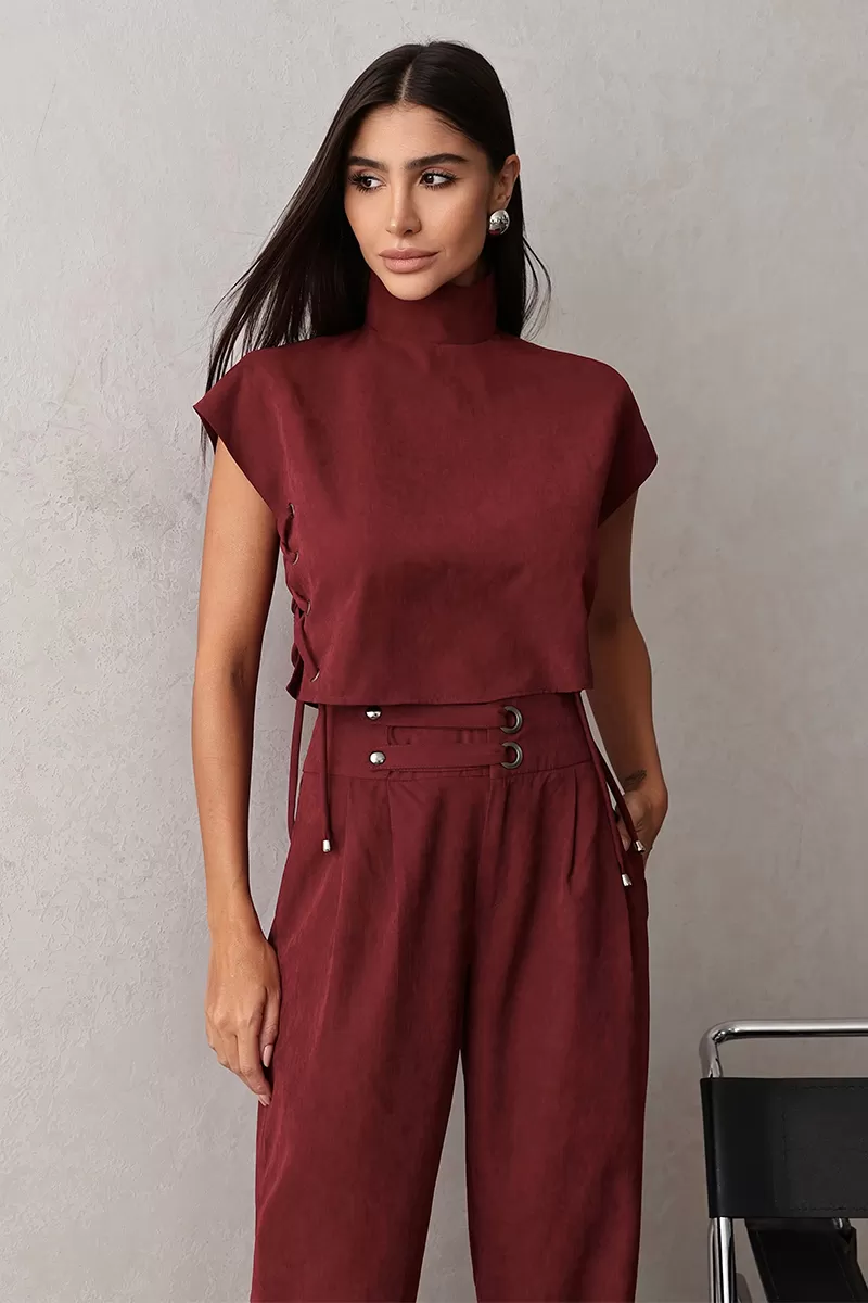 Dot Clothing - Set Dot Clothing Shirt and Pants Eyelets Marsala - 2668MARSALA