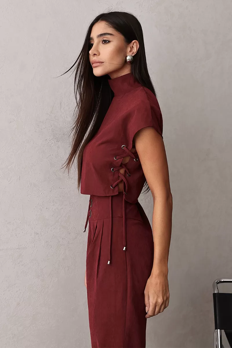 Dot Clothing - Set Dot Clothing Shirt and Pants Eyelets Marsala - 2668MARSALA