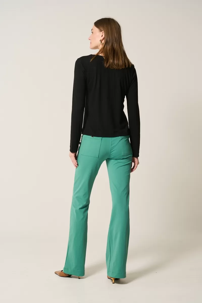 Hidrogênio - BLACK LONG SLEEVE V-NECK BLOUSE - 20362001