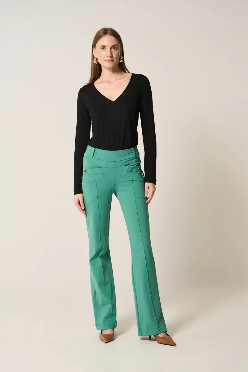 Hidrogênio - BLACK LONG SLEEVE V-NECK BLOUSE - 20362001