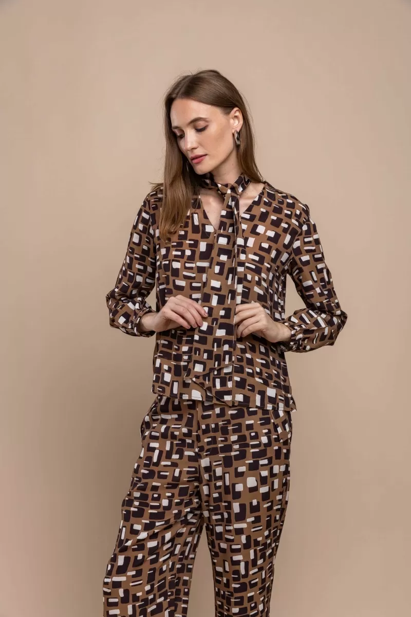 Hidrogênio - BLOUSE WITH PUFFED SLEEVES AND PRINTED BOW - 20443110