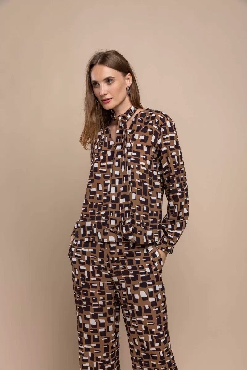 Hidrogênio - BLOUSE WITH PUFFED SLEEVES AND PRINTED BOW - 20443110