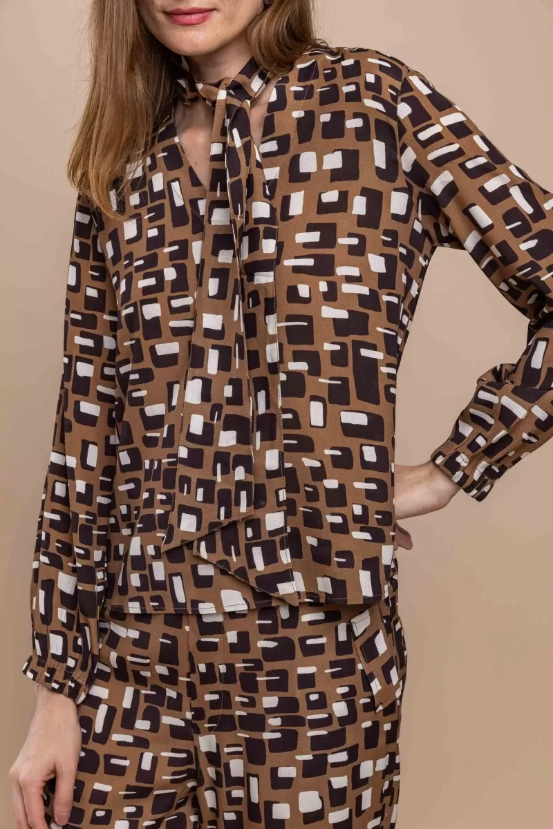 Hidrogênio - BLOUSE WITH PUFFED SLEEVES AND PRINTED BOW - 20443110