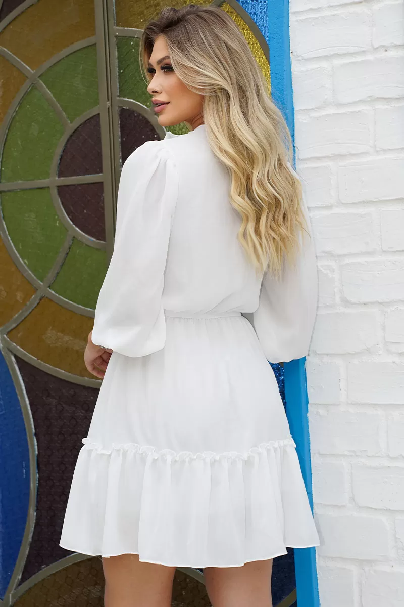 Miss Misses - Fatima Crepe Dress with EC frill and Off-white Button - 54501030