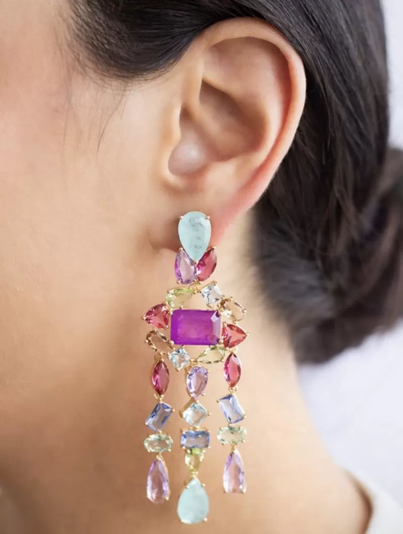 Mikabe - Brinco Festa Cristais Coloridos - MK2027